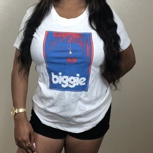 White Blue and Red Graphic Biggie Short Sleeve Shirt